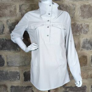 Mountain hard Wear Acadia lightweight‎ striped 1/2 button long sleeve shirt